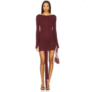 Petra Sleeved Mini Dress in Wine